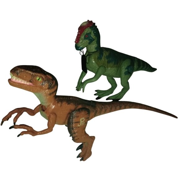 Vintage JURASSIC PARK lot of 2 Dinosaur Figures Velociraptor Pachycephalosaurus - Picture 1 of 11